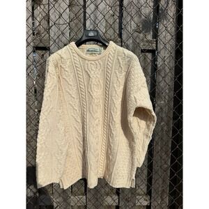Aran Crafts Ireland Cream Merino Wool Cable Knit Sweater XL